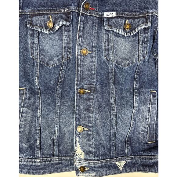 Guess Dillon Jean Jacket, Men's, Wild Horses on Back, Medium, Denim - Picture 7 of 14